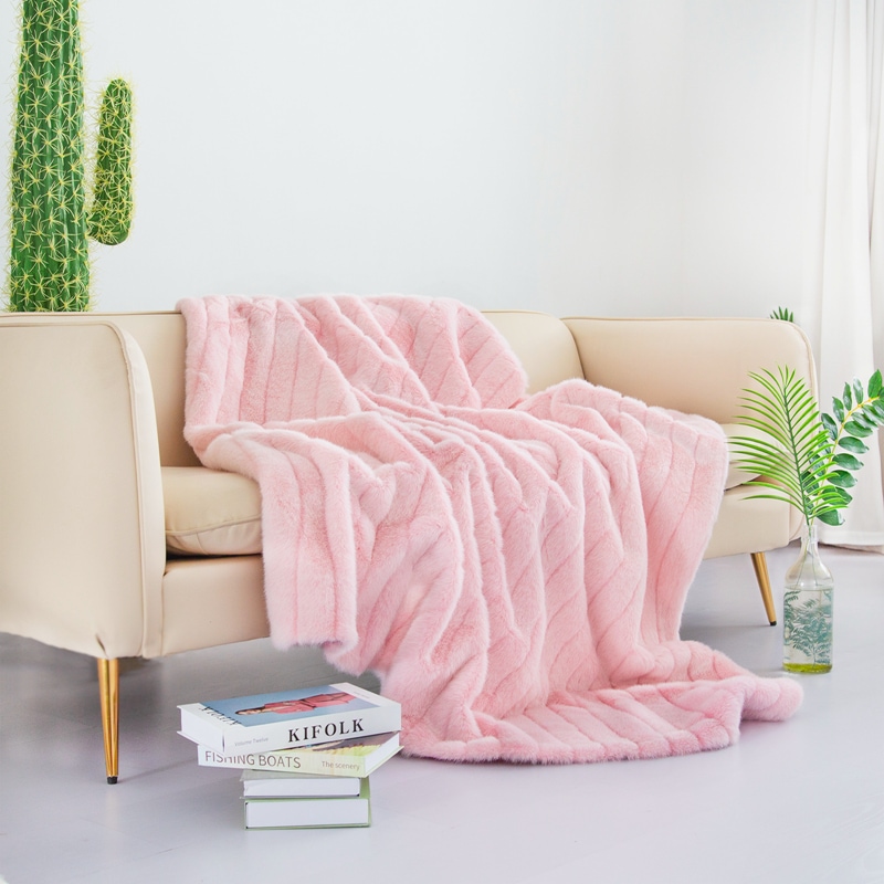 californiaサンシャイン乙女心sunshineミンク毛皮のブランケット無地のソファベッドにブランケット 23,041円