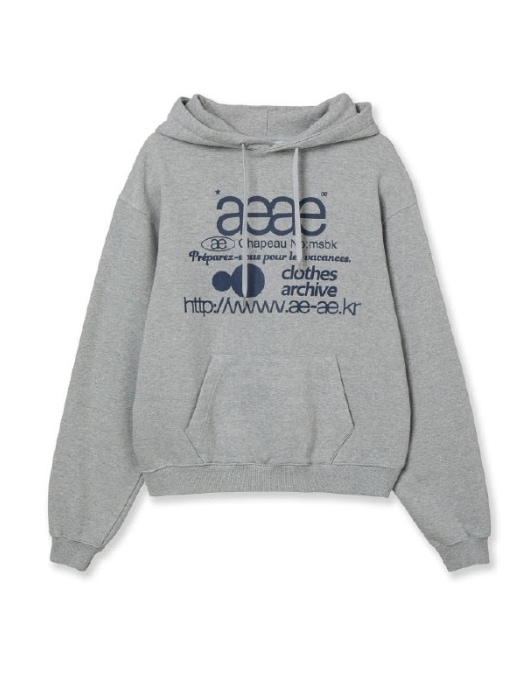 【aeae】 WEB LOGO LOOSED HOODIE : MELANGE GREY