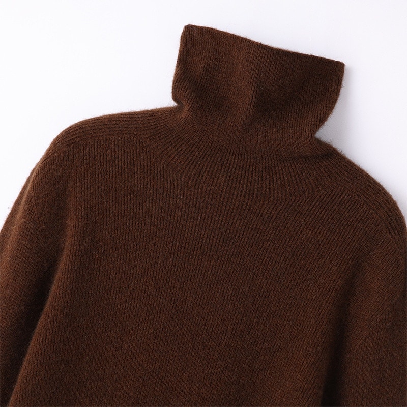 レディース ハイネック ヤギウール セーター プルオーバー セータースリムフィット暖かいインナーニット ベースレイヤーブラック秋冬用