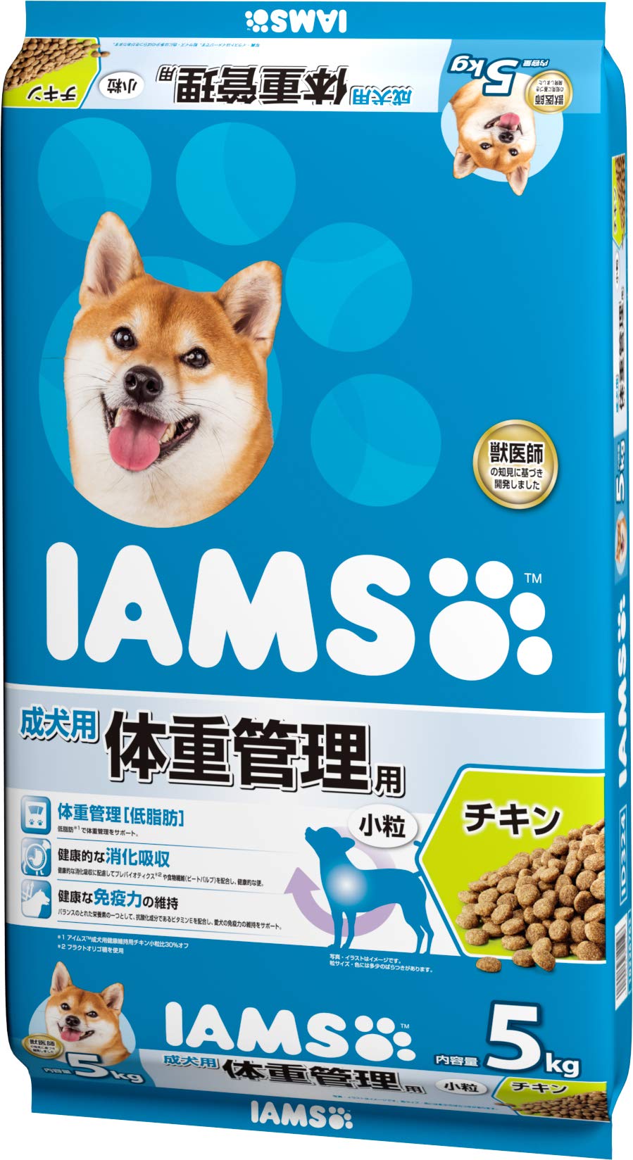 アイムス (IAMS) ドッグフード 成犬用 体重管理用 小粒 チキン 5キログラム (x 1)