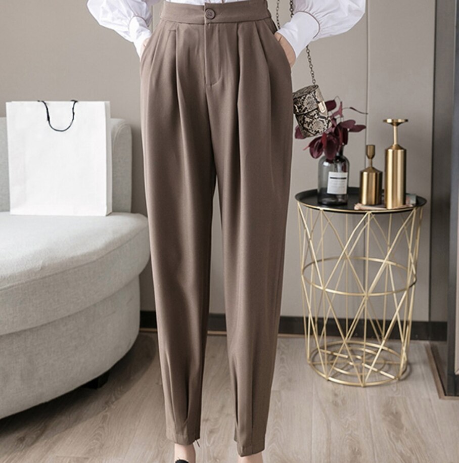 パンツ レディース ボトムス ロング丈 テーパードパンツ カジュアル シンプル きれいめ スリム オフィス 通学 通勤 スリット ファスナー ハイウエスト カーキ ブラック 韓国 コーデ XL 春