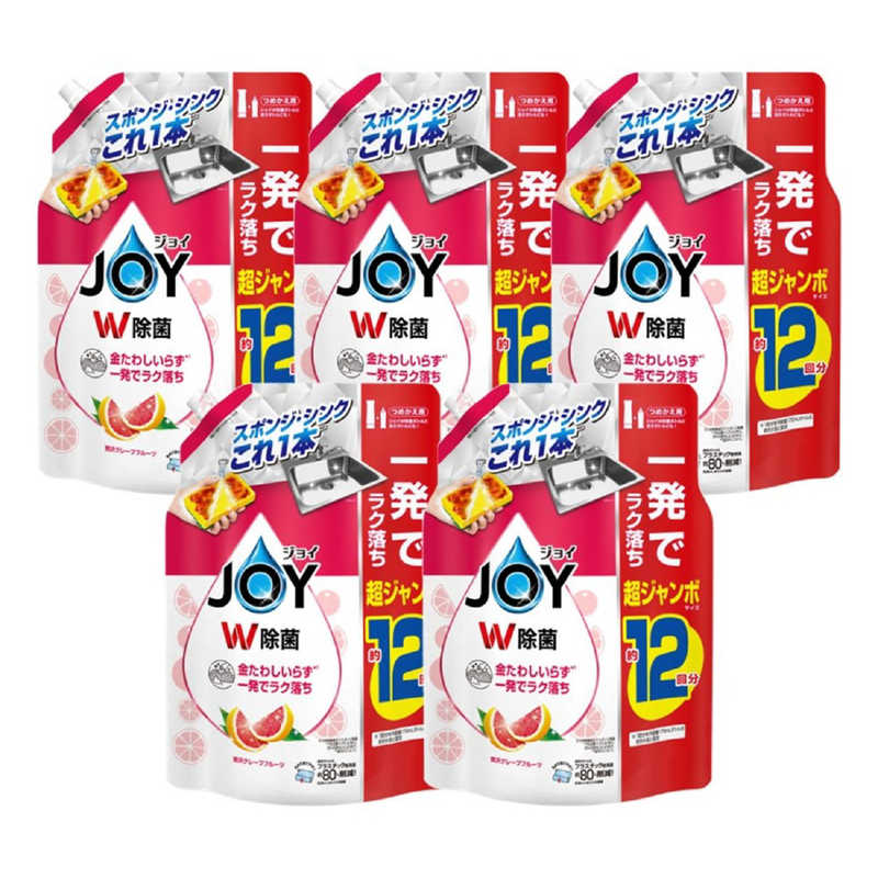 P＆G　(ケース販売) 除菌ジョイコンパクト 贅沢グレープフルーツの香り つめかえ 超ジャンボサイズ 1550ml×5