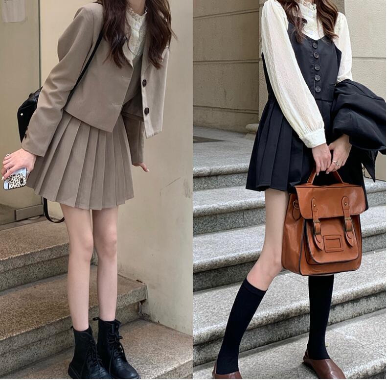 【送料無料】韓国ファッションジャケットプリーツスカートワンピースセットアップ 9,257円