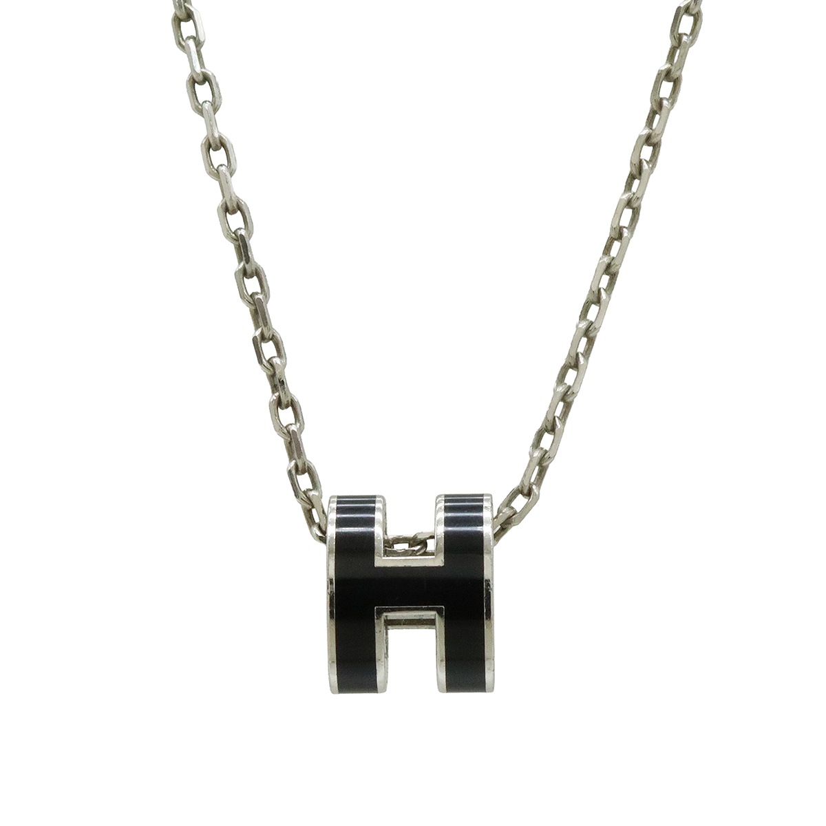 ポップアッシュ ミニ Hロゴ Hネックレス ペンダント チョーカー メタル ラッカー ブラック 46,800円