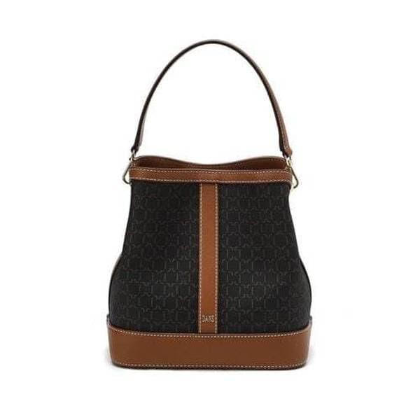 DCBA5E868W3 [SAINT BARNET]ブラウンバーネットDDパターンレザーカラーバケットバッグ S