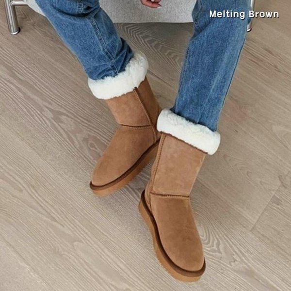 女性ブーツ 牛革 スエード ミドルブーツ K36