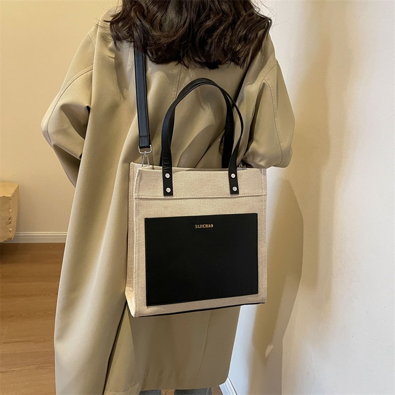 トートバッグ 帆布 ズック 手提げバッグ シンプル 通勤パック 大容量トートバッグ ショルダーバッグ かたかた掛け