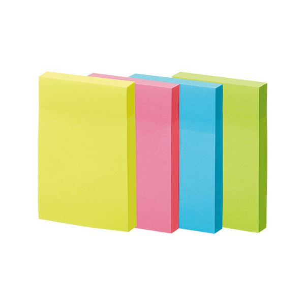 （まとめ） TANOSEE 強粘着ふせん7550mm ビビッドカラー4色 1パック（10冊） 5セット