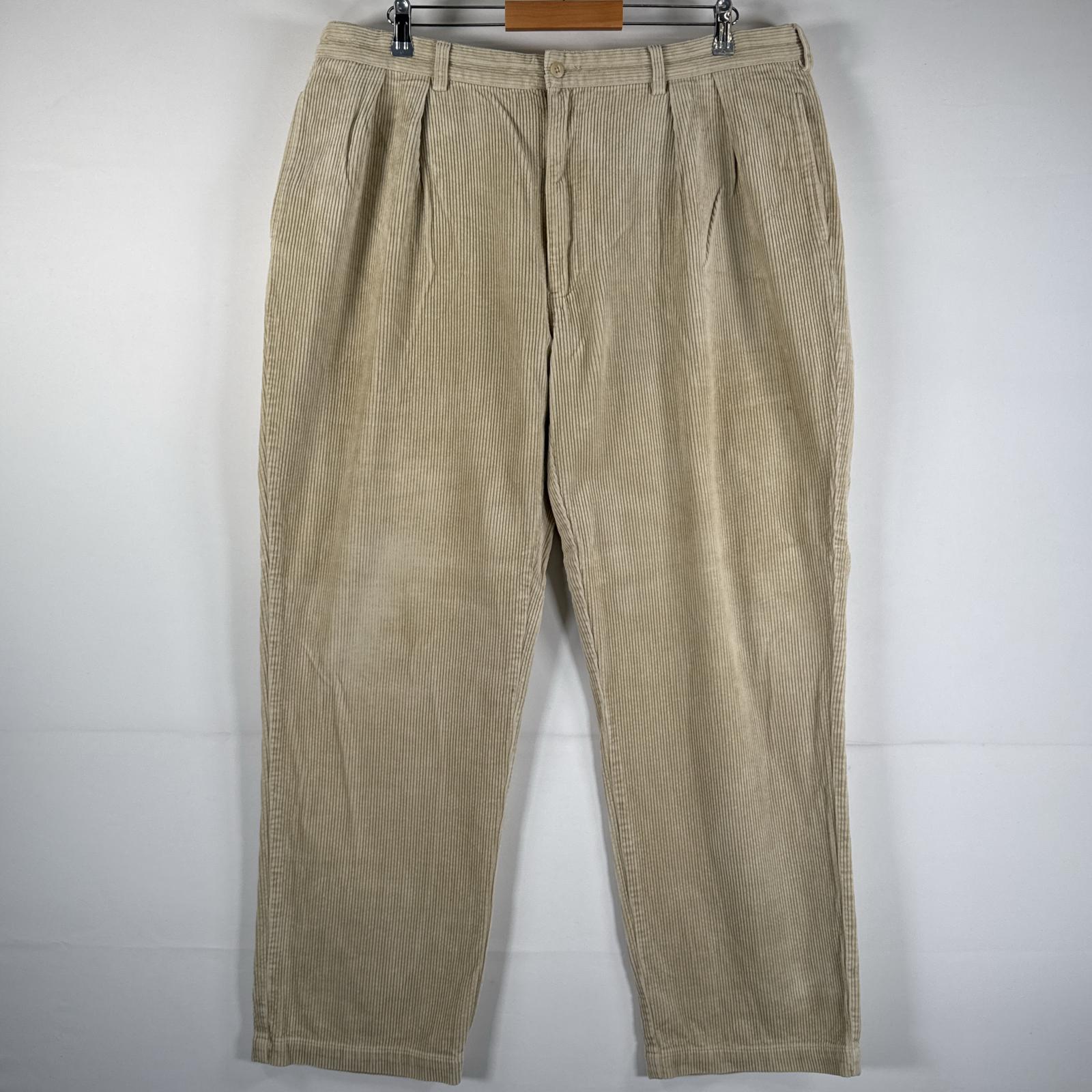 古着 コーデュロイパンツ ポロコーズ 太畝 テーパード 大きいサイズ ワンポイント w40 L32 ベージュ メンズ