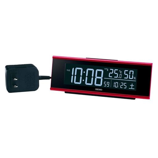 セイコークロック(SEIKO CLOCK) 置き時計 目覚まし時計 電波 デジタル 交流式 カラー液晶 シリーズC3 赤メタリック 本体サイズ:6.3×17.4×4.6CM DL307R