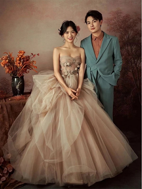 フォトウェディング撮影 ウエディングドレス 前撮り ドレス 花嫁かわいい 二次会 カラードレス プリンセスライン パーティードレス コンサート 礼服 ピアノ演奏会 ドレス 発表会 結婚式 二次会ドレス