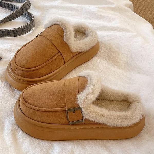 女性スエードファー付きスリッパ 冬用 ブロファー