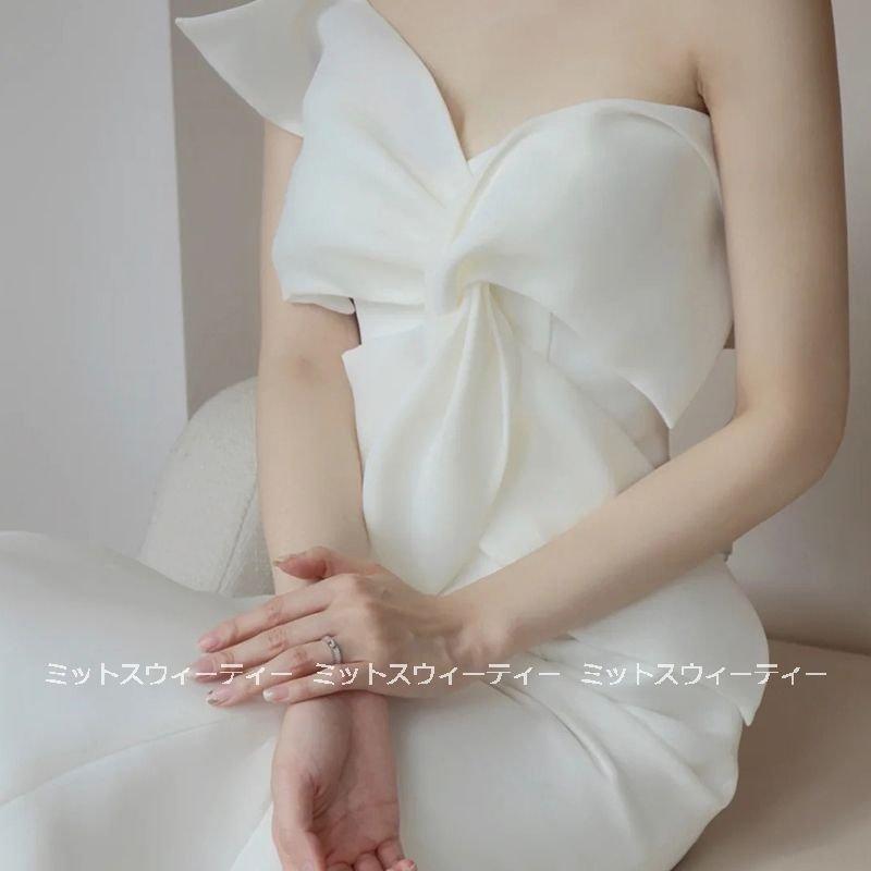 韓国ファッション花嫁 ウェデイングドレス 結婚式 マーメイドドレス ロングドレス パーティードレス スレンダードレス 二次会ドレス リボン 可愛い ウエディングドレス ビスチェ