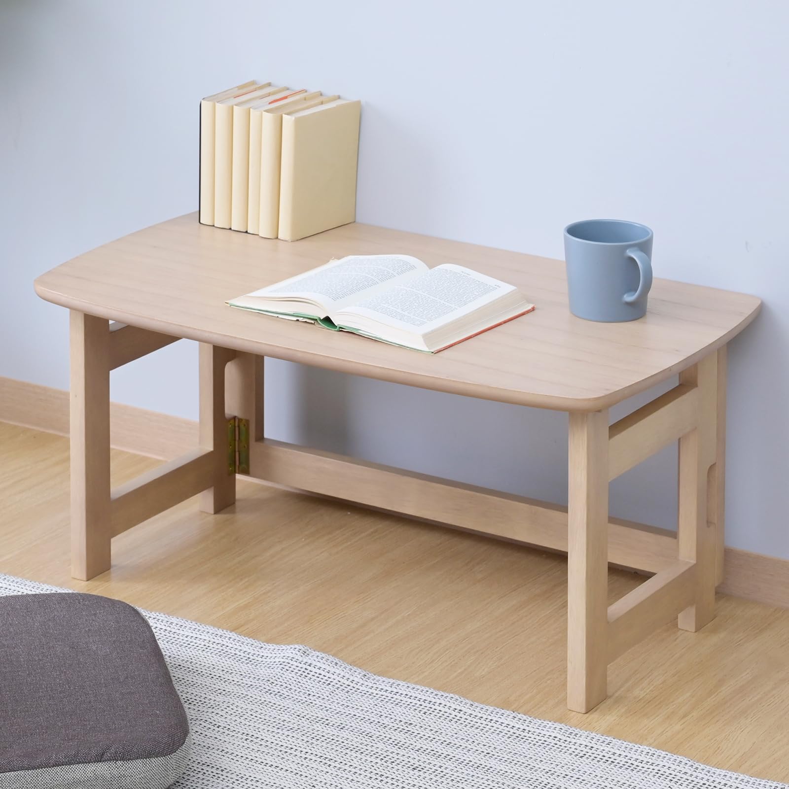 山善(YAMAZEN) ローテーブル 折り畳み テーブル コンパクト 天然木 完成品 幅70×奥行41×高さ35cm 一人暮らし キウイ SPD-7041L(KW)