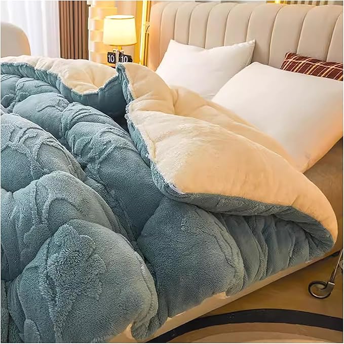 ふわふわダウンキルト 厚手キルトコア 厚手ラムスキンブランケット 柔らかく暖かい冬用マットレス 家庭用寝室 ダブルベッドキルト 両面ブランケット B 180x200cm (3.5kg) 6,952円