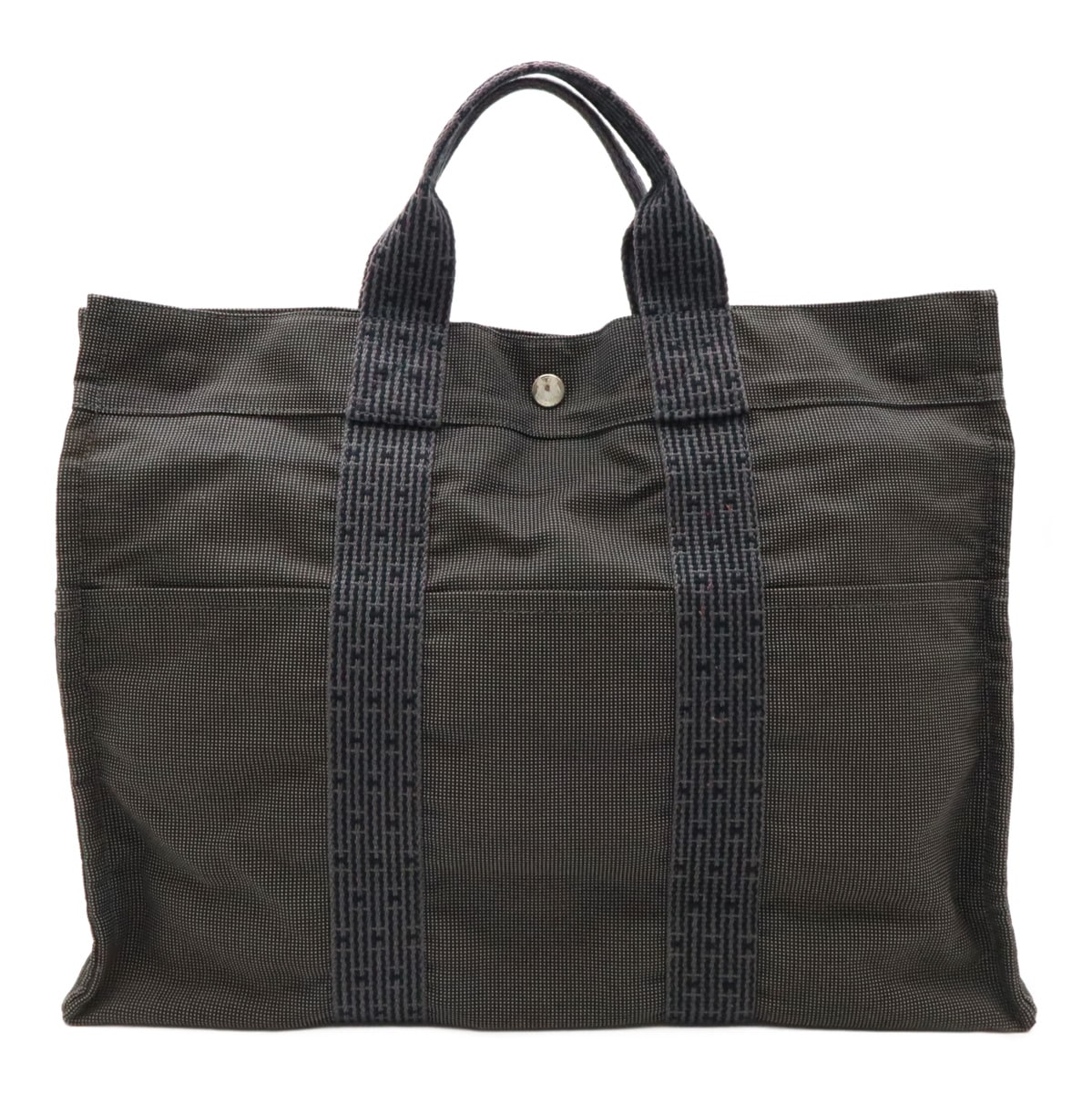 エールライン トートMM トートバッグ ハンドバッグ キャンバス グレー ブラック 黒 シルバー金具 新型金