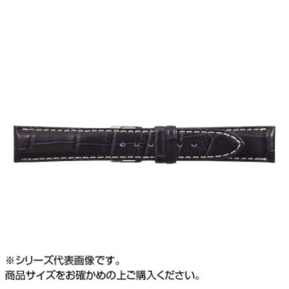 MIMOSA(ミモザ) 時計バンド クロコマット 18mm ネイビー/ホワイトステッチ (美錠:銀) WRM-NW18
