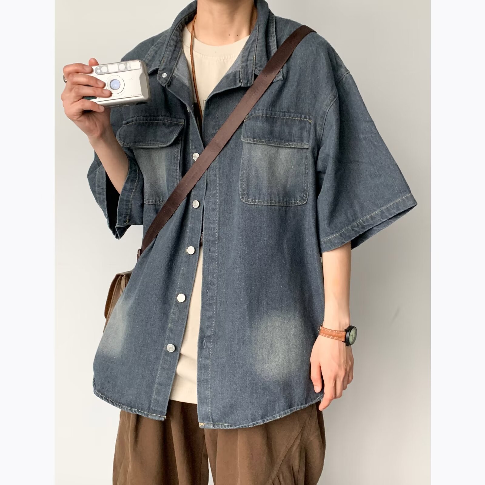 【超お得1つ買うと10個もらえる】メガ割メンズファッション シャツ 夏の半袖デニムシャツ メンズ レディース ワークウェア ジャケット トップス