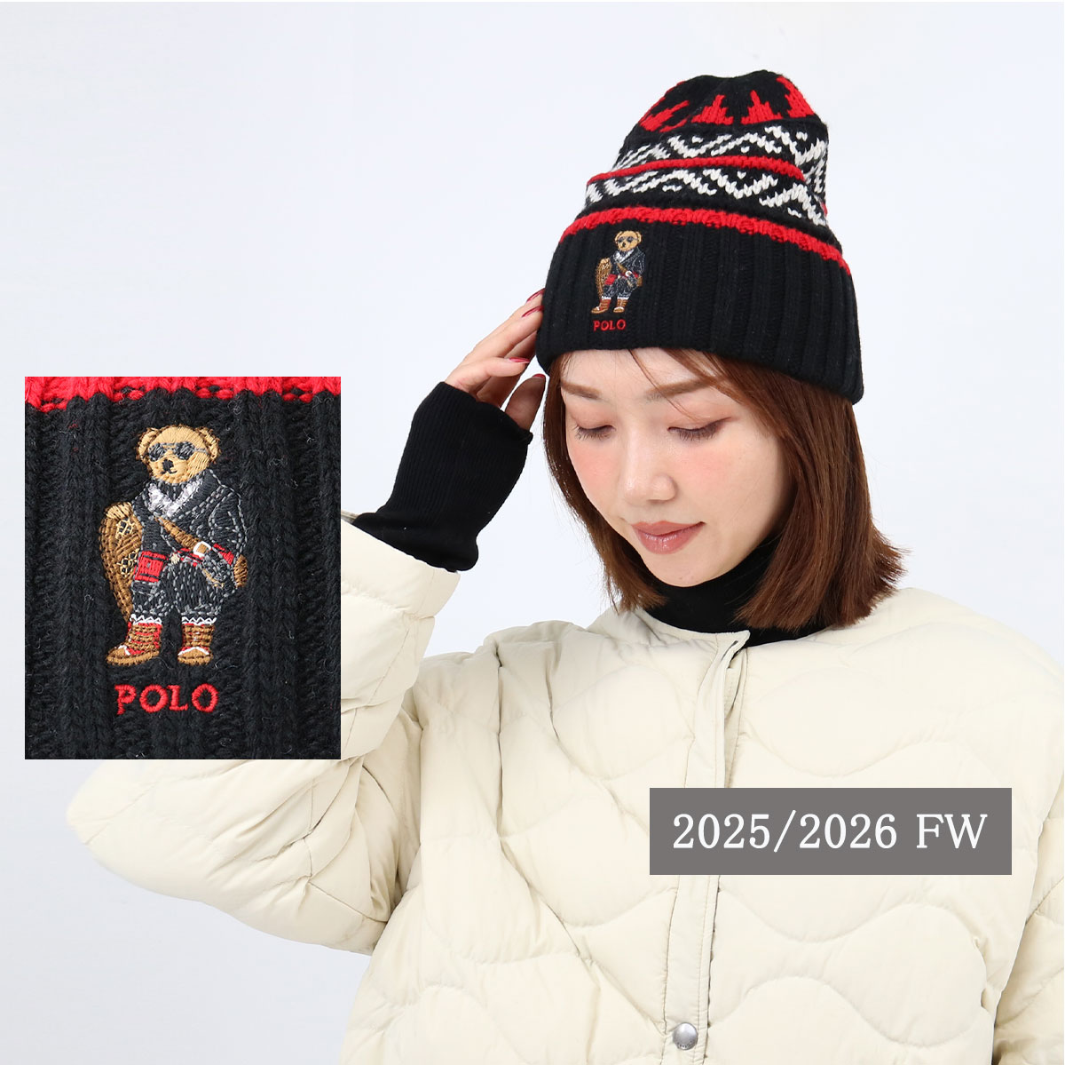 ニット帽 PC1457 HOLIDAY BEAR BEANIE ニットキャップ ビーニー 帽子 ベア刺繍 男女兼用 メンズ レディース 通勤