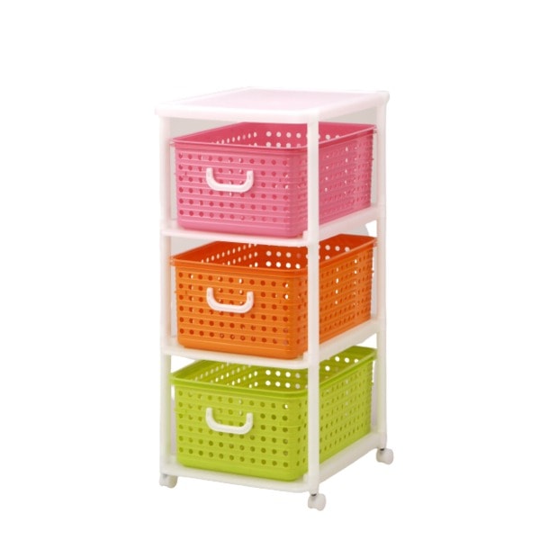 バスケットラック/衣類収納 3型 4556103cm 日本製 キャスター付 ポリプロピレン 脱衣所 洗面所 リビング