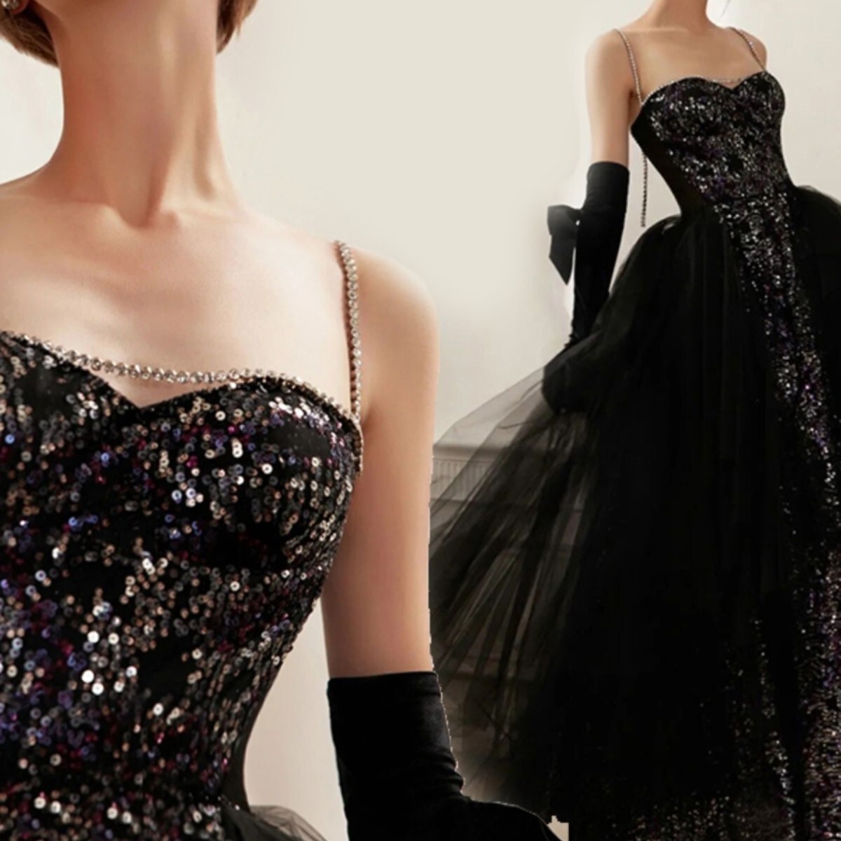 ドレス 衣装 イブニングドレス ロングドレス ノースリーブ Aライン バックシャン ふわふわ ビーズ ロング丈 ステージドレス 発表会 かわいい 大人可愛い きれいめ シンプル 上品 おしゃれ