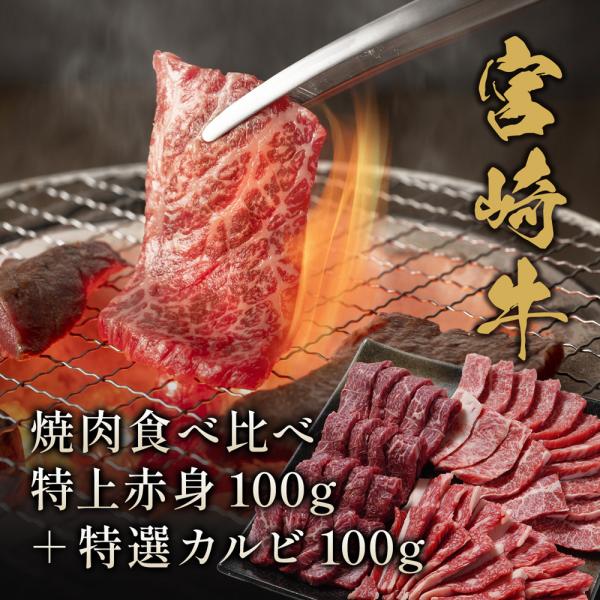 宮崎牛 焼肉食べ比べ 特上赤身100g＋特選カルビ100g / 牛肉 ギフト