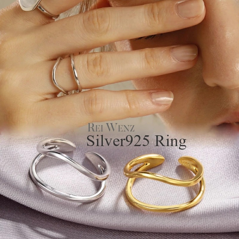 【高品質Silver925】【予約商品】シルバー リング 幅太 幅広 ワイド 太め 大ぶり レイヤード風 重ね レディース 人差指 金属アレルギー インデックスリング インスタ ゴールド おしゃれ オ