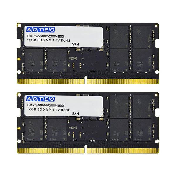 アドテックDDR5-5600 SODIMM 16GBx2枚組 ADS5600N-H16GW 1箱