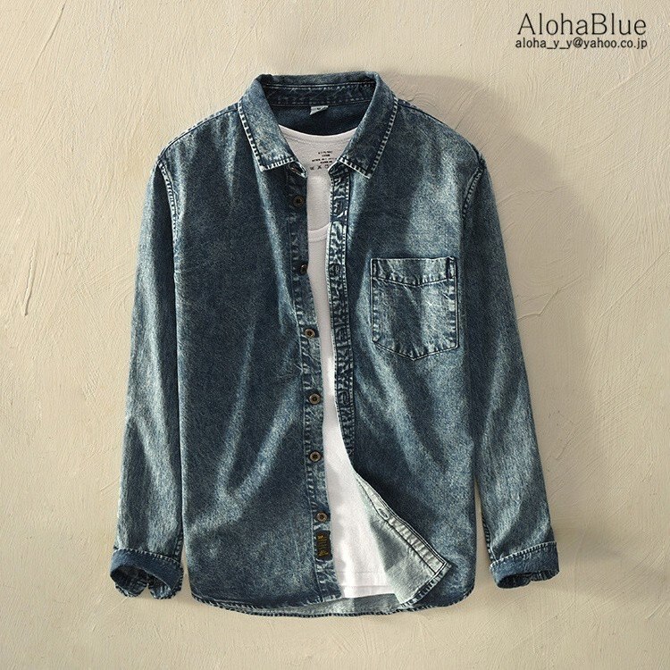 シャツ メンズ ダンガリーシャツ デニムシャツ カジュアルシャツ 開襟シャツ トップス ダンガリー