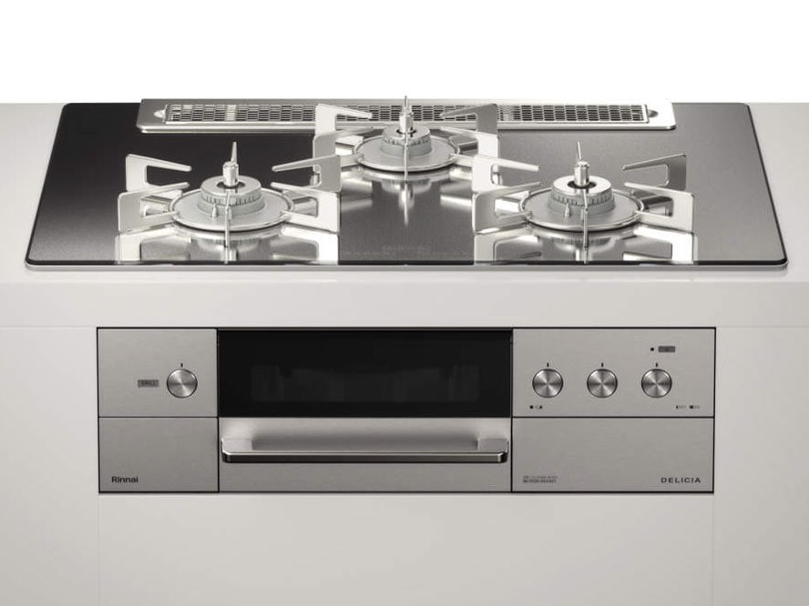 ビルトインコンロ DELICIA デリシア 3口 3V乾電池タイプ プロパンガス 75cm LPG プラチナミラーD RHS71W31E13RCASTW-LPG