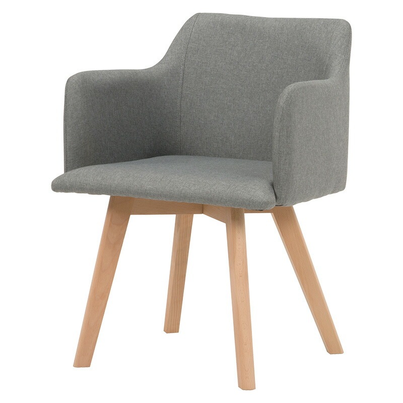 チェア（グレー）　BC-8623GY天然木の脚丸みを帯びたシルエットが北欧を連想させる可愛らしいデザインのダイニングチェア肘付きで作業用としても活用できます