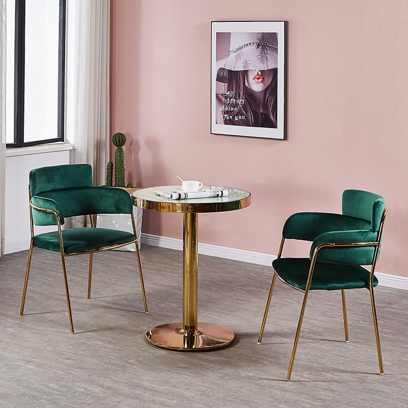 チェア 椅子 北欧 デザイン性 おしゃれ かわいい インテリア ひじ掛け 背もたれ ベルベット メタル ダイニングチェア グリーン ブルー ピンク レッド