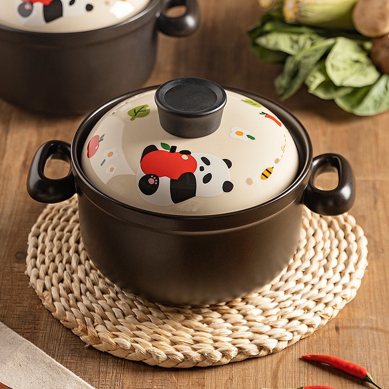 パンダ型キャセロール家庭用スープ耐熱空焚き防止ひび割れ防止ガスコンロ専用セラミックポット