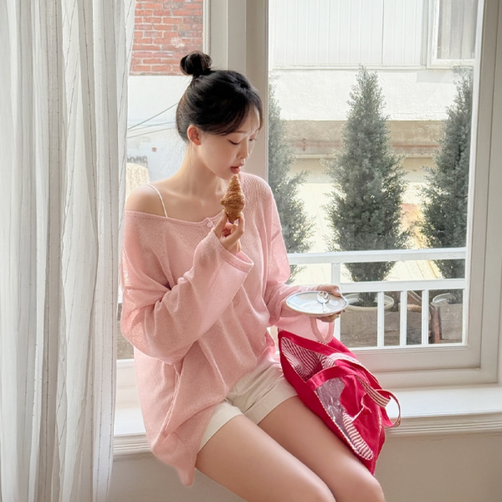 [イヴェレット・バイ・ジェイスタイル] イーブレット・ディーゼリー・ルーズフィット・リネンボタンTシャツJSTYLE