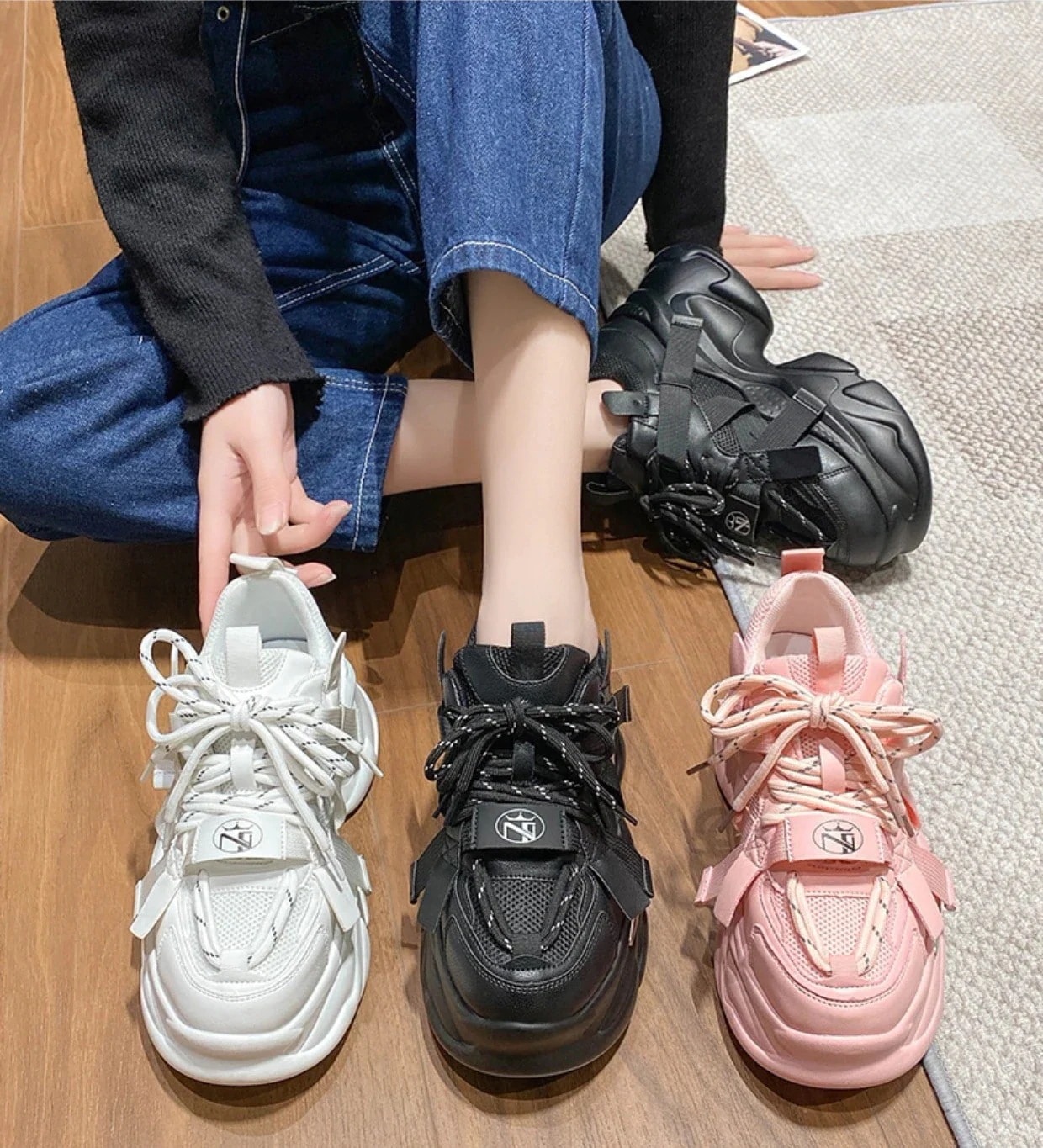 厚底スニーカー厚底シューズ美脚ヒールサンダルスニーカー レディース 厚底 人気 ダッドシューズ ダッドスニーカー ダイエット 10代代30代 おしゃれ 滑り止め ボリュームスニーカー 韓国 かわい 5,166円