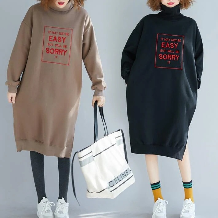 スウェットワンピース　トレーナーワンピース　トレーナー ロンクワンピース スリット　ロゴ　プリント　刺繍 裏起毛 スウェット ロゴ ロング　着痩せ トレンド あったか　秋冬今日は30パーセント