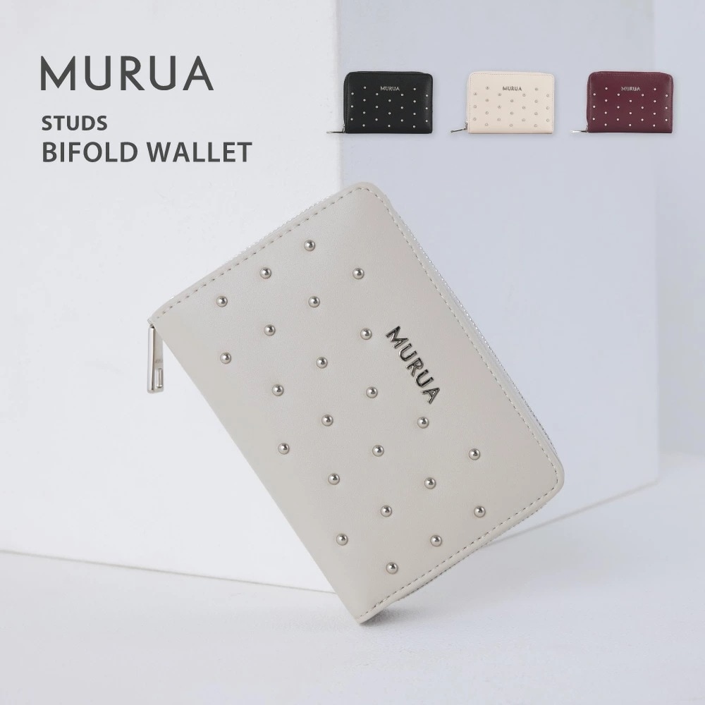 STUDS ラウンドファスナー 二つ折り財布 レディース ブランド MR-W1372 札入れ おしゃれ かわいい
