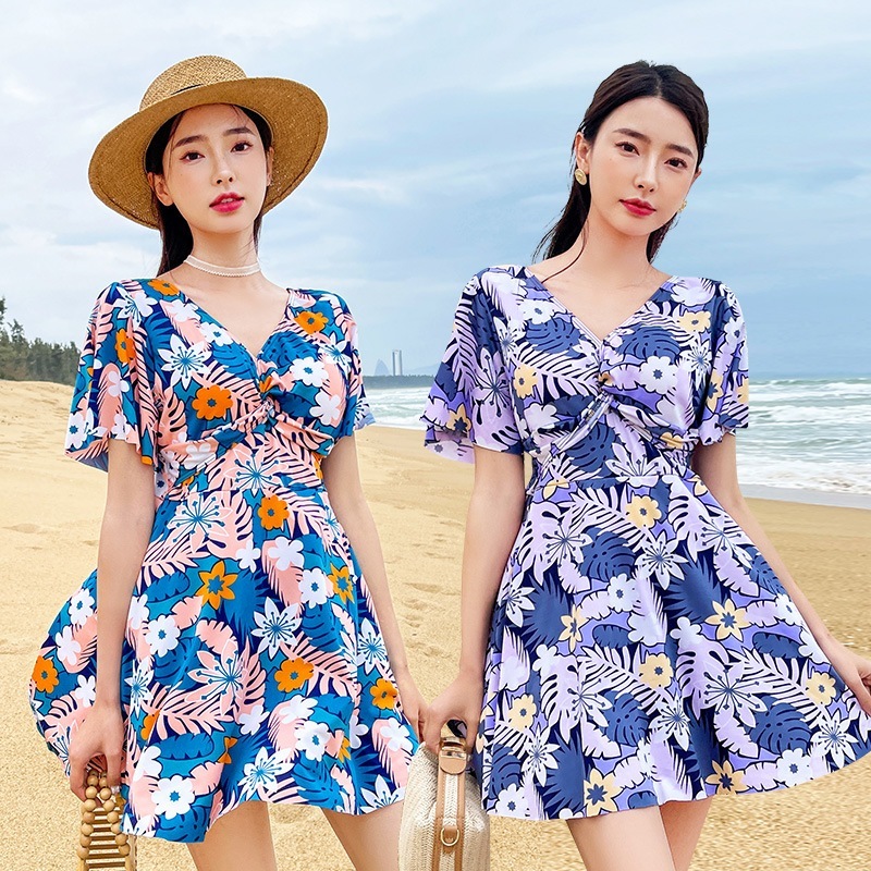 【1つ買うと10つ無料】水着女性の大規模なサイズの中年のママスタイルワンピース保守的なファッションプリント腹