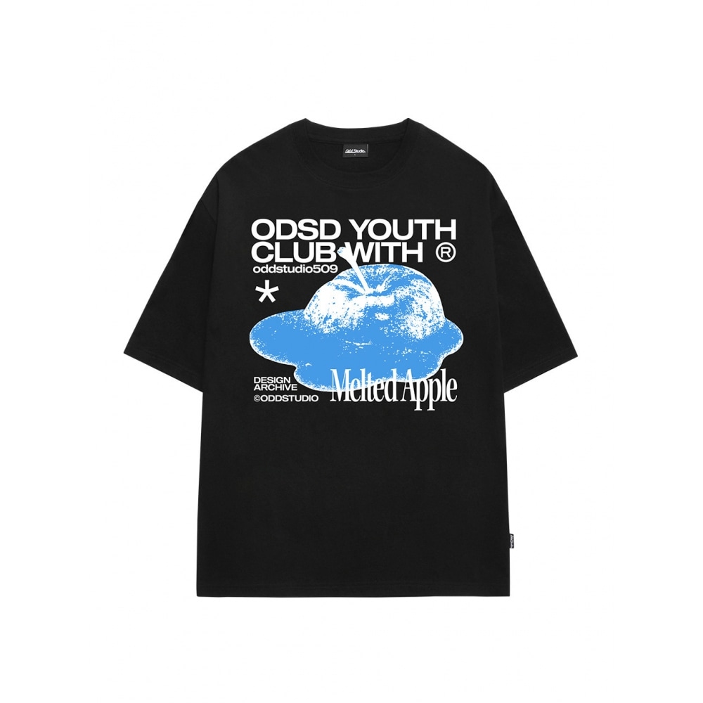 ODD STUDIO メルテッドアップルグラフィックオーバーフィット T シャツブラック