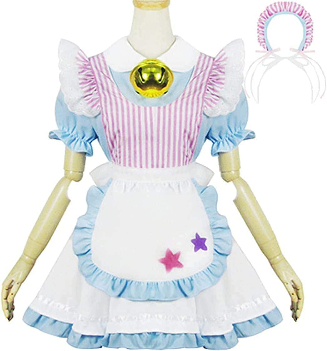 メイド服 鈴付き 可愛い 4セット ストライプ フレッシュ コスチューム ハロウィン クリスマス パ