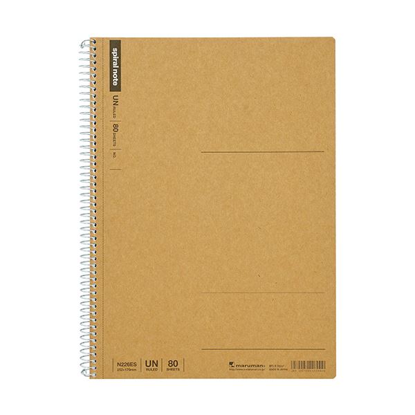 (まとめ)マルマン スパイラルノート ベーシックB5 無地 80枚 N226ES 1セット(5冊)(×5セット)