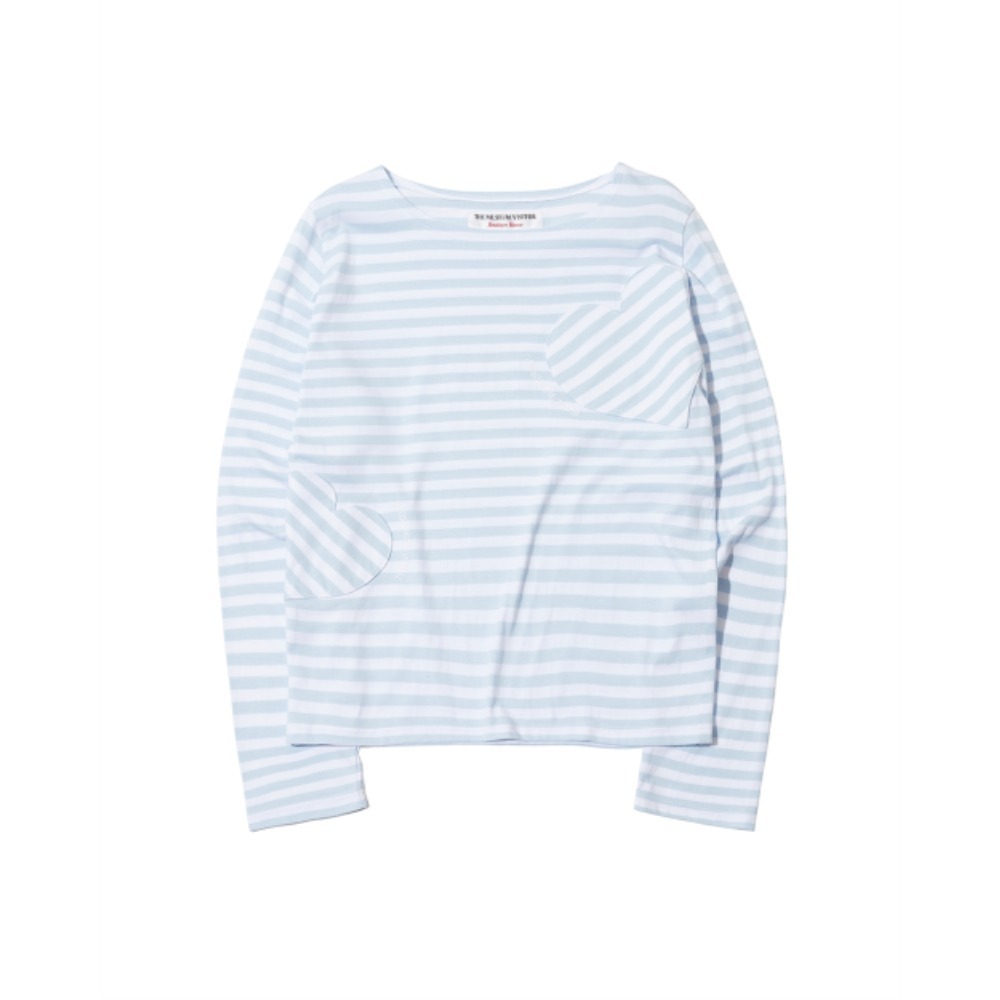 THE MUSEUM VISITOR HEART STRIPE LONG TSHIRT BLUE 15643