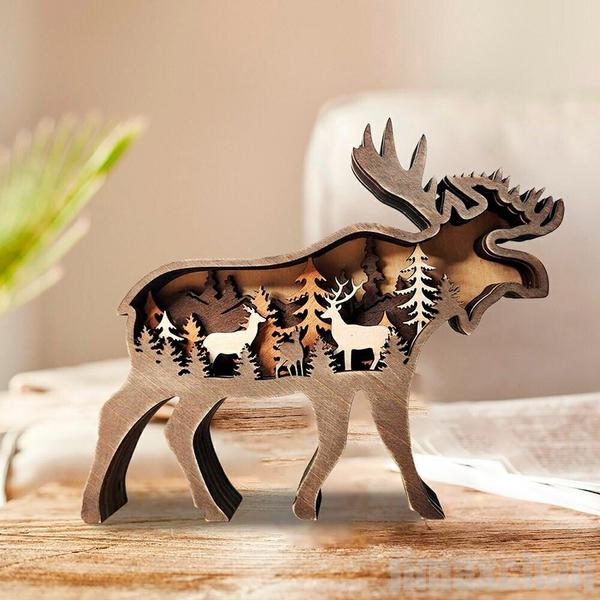 品質良い クリスマス 鹿or熊 置物 木製 クリスマス オーナメント デコレーション クマ モミの木 ツリー 誕生日 飾り付け 室内 装飾 クリスマス飾りつけ クリスマスグッズ メリー
