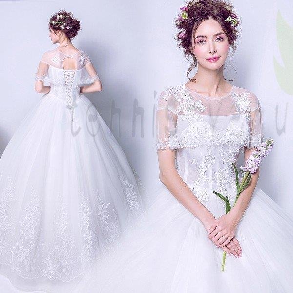 ウェディングドレス ボレロ 安い 二次会 ウエディングドレス 結婚式 花嫁 ドレス 白 披露宴 ロン
