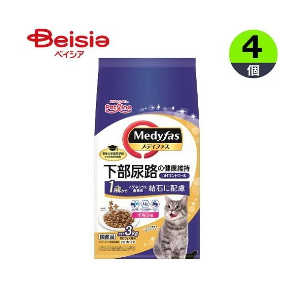 ペットライン メディファス1歳からチキン味3kg×4 まとめ買い ペット