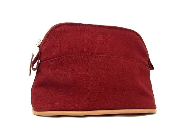 ポーチ ボリードポーチ16 コットン×レザー - ミニミニ ボルドー系 化粧ポーチ セカンドバッグ 小物入れ ブランド ミニ財布 タバコケース シガレットケース メンズ【本物保証】