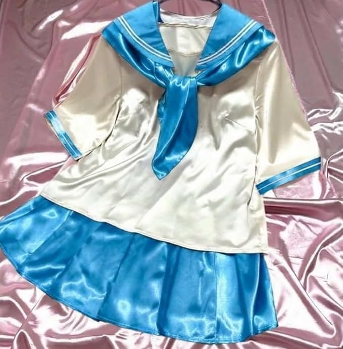 超つるつる強光沢サテン全身艶々サテンセーラー服 コスプレ衣装