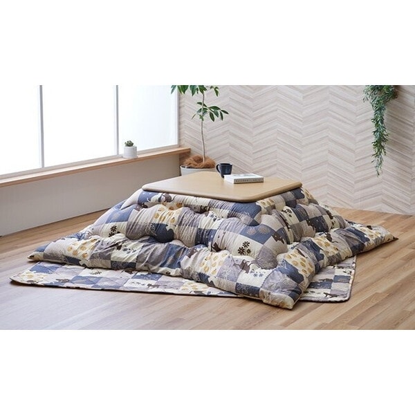 1161340190901 こたつ布団 掛敷セット 和柄 猫柄 ネイビー 長方形 約190×240cm メーカー直送