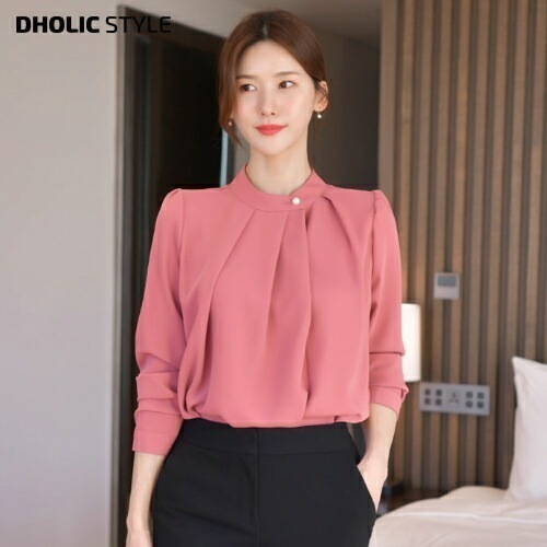 [メガ割りSALE]タックネックパフスリーブブラウス・p435892