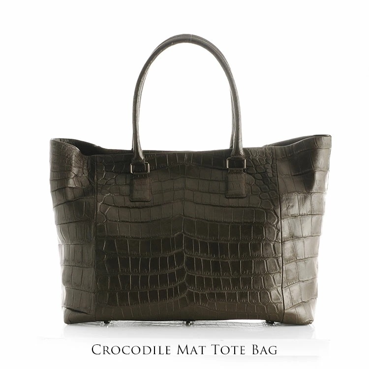 クロコダイルトートバッグマット加工ポーチ付き/レディース『クロコダイル保証書付き』